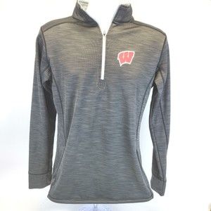 J America Womens Wisconsin Badgers Fleece Long Sleeve Zip Pullover Size Large.